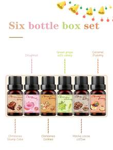 10ml, 9 Unique Food Scented Essential Oils, Suitable For Aroma Stone, Humidifier, Diffuser, DIY Candles, Caramel Pudding, Macaron Honey Water, Pumpkin Pie, Green Grape Gummy, Christmas Cookies, Christmas Cream Sponge Cake, Christmas Yule Log Cake, Donut Fragrance, Great For Valentine's Day, Christmas Eve, And Excellent Gift Choice For Friends - A Variety Of Food Aromatherapy Essential Oils - View 10