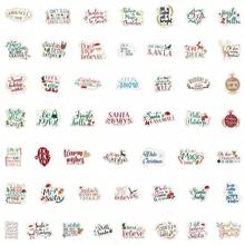 50 adesivos temáticos de Natal - Etiquetas de papel com desenhos animados para scrapbooking, agenda, laptop, para-choque, skate, garrafas de água, computadores, telefones, capacetes, carros - Diversos designs e citações festivas, para material escolar, volta às aulas