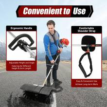 52cc 2-Stroke Gas Powered Broom - 1700W (2.3HP) Lawn Sweeper For Golf Courses, Soccer Fields & Artificial Turf - 25.5cm Nylon Brush, 60cm Wide Cleaning Path, 1.8m Adjustable Handle - Black Red - View 5