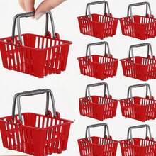 10件/套 2025 新款迷你金属购物车带篮子，红色超市手推车套装，微型创意玩具，款式多样，适用于摄影道具、办公室、家居、厨房装饰、生日、派对礼物、篮子、盒子和容器 - 彩色 - 查看 3