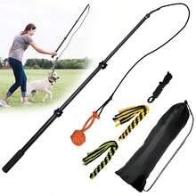 Dog Teaser Pole Wand Outdoor Interactive Flirt Pole Training Fun Toy Extendable - Black - View 9