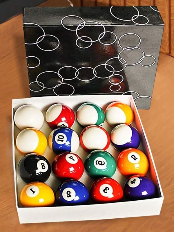 1-7/8" American Billiard Balls, Black 8 Number Balls, Medium Size Snooker Balls, 16pcs Resin Pool Balls, Diameter 4.76cm Durable Balls