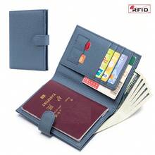 New Model Genuine Leather RFID Ultra-Thin Passport Bag Multi-Function Wallet Airline Ticket Holder Passport Certificate Wallet Storage Bag