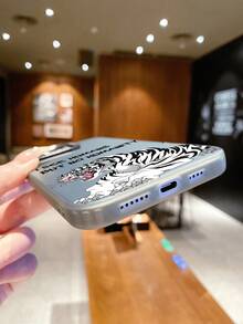 1 pieza Funda de teléfono a prueba de caídas y antideslizante con patrón de tigre feroz de moda 3 en 1 IMD apta para iPhone 16 15 14 13 12 11 Pro Max/Redmi/OPPO/Infinix Series