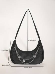 时尚蝴蝶链条装饰单肩包，休闲手提女士腋下法棍单肩包，月牙形女士通勤包