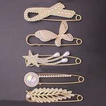 5/7/8/15 件套优雅休闲锌合金仿珍珠胸针开衫围巾装饰配饰套装，精致别致的毛衣胸针套装，适合全年办公室配饰衬衫夹克珠宝圣诞节万圣节衣服别针有趣可爱的教师礼物服装配饰包饰