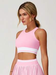 MASKERT Lenjerie sport pentru femei, Top sport, Costum de yoga, Top sport, Top sport cu elasticitate ridicată pentru naveta acasă, Tricou, Prietenos cu pielea și confortabil - Roz - Vizualizare 3