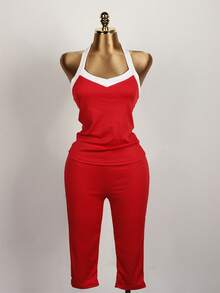 مجموعة قطعتين أنيقة مكونة من قمصان قصيرة ظهر مكشوف وشورت للنساء لحفلات الكوكتيل الصيفية