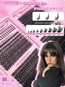 745PCS/280PCS Dramatic C/D-Curl 7-16MM Mix DIY Lash Extension Kit Set DIY Bottom Lashes Eyelashes Book Big Volume Soft Individual Cluster Lashes Create A Fluffy Natural Wispy Y2k Butterfly Elements Pink Base Card Look At Home Long Lasting DIY Lashes Glue ,DIY Glue Remover,DIY Lashes Tweezers (Bottom Lashes+40D+60D+80D+100D) - 黑色 - 查看 4
