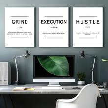 GUBIYU Black Hustle Grind Execution Wall Art Set Of 3 Framed Canvas Office Inspirational Motiviational Wall Decor Art Positive Quotes Posters Living Room Pictures Walls Decor Mens Guys 12x16 - 白色喧囂勵志海報 - 查看 11