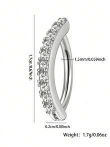 1 قطعة من خاتم السرة الأنيق والجذاب المصنوع من الزركونيا المكعبة الاصطناعية ذو الصف الواحد، سهل الارتداء، متعدد الاستخدامات، مجوهرات ثقب الزركونيا الاصطناعية الراقية، مناسبة كهدية عيد ميلاد للعائلة والأصدقاء، مناسبة للعيد الكبير والكرنفال والحفلات اليومية ومهرجانات الموسيقى، أنيقة وعصرية - فضي - مشاهدة 4