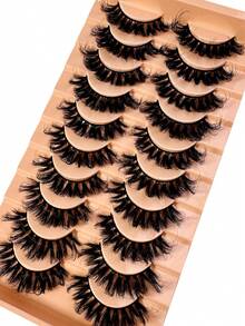 New 10Pairs Cat Eye Lashes Makeup Eyelashes 18mm 23mm 3D Mink Lashes Fluffy Wispy Volume Natural Long Cross False Eyelashes Eye Lashes Reusable Eyelash - màu đen - Xem 5