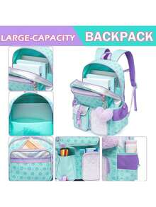 Cute Cat Backpacks For Girls School Backpacks For Elementary Students Ages 8-10 Kids Aesthetic Travel Backpack - Green - View 7