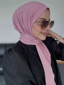 1pc Women's Convenient Button Fastened Instant Hijab, Slip-Resistant Muslim Headscarf Cap With Strap For Dress - Multicolor - View 18