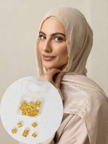 20pcs/ Box Hijab Scarf Rings, Hollow Scarf Clips Pins For Hijabs, Hair Braid Rings, Hijab Accessories For Dress - Multicolor - View 1