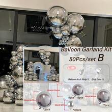 巨型 4D 铝箔气球银色拱门气球套装，华丽的惊喜派对装饰，婚礼庆典，新娘送礼会，圣诞节，万圣节装饰，户外气球装饰，圣诞节 - 銀色 - 查看 4