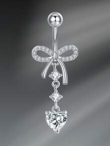 CIZME 1 件时尚不锈钢心形花蝴蝶肚脐环，适合女性日常装饰，14G 10mm 肚脐环穿孔首饰刻面方晶锆石吊坠肚脐环肚脐穿孔身体首饰 - 彩色 - 查看 27