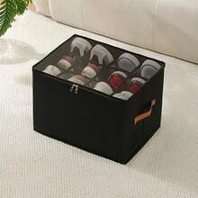 1 hộp đựng giày vải có thể gấp lại có nắp che bụi, sức chứa lớn, thiết kế không in, có thể giặt bằng tay, dùng để sắp xếp tủ quần áo trong phòng ngủ - Nhiều màu - Xem 9