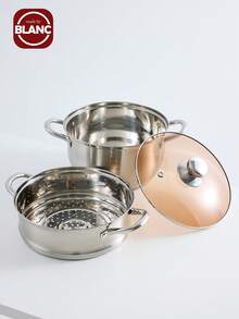 Sus304不锈钢蒸锅汤锅粥锅奶锅小煮锅适用于燃气灶电磁炉海鲜煮 - 銀色 - 查看 4