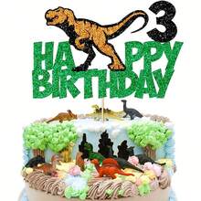 1 件/13 件恐龙 3/2/4/5 岁雷克斯生日快乐蛋糕装饰闪光霸王龙三/二蛋糕挑选 3/2/4/5 岁生日恐龙主题派对蛋糕装饰用品绿色 - 彩色 - 查看 8