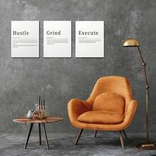 GUBIYU Black Hustle Grind Execution Wall Art Set Of 3 Framed Canvas Office Inspirational Motiviational Wall Decor Art Positive Quotes Posters Living Room Pictures Walls Decor Mens Guys 12x16 - A013 黑白 - 查看 10