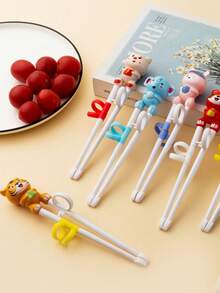 Entrenador de palillos reutilizable con forma de animal lindo, asistentes de entrenamiento de palillos fáciles de usar con entrenador conectable, adecuado para estudiantes, principiantes adultos, tigre, conejo, elefante, mono, apto para lavavajillas - Multicolor - Ver 1