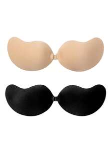 1 Pair Mango-Shaped Breathable Adhesive Push Up Bra, One-Piece Silicone Wedding Dress Anti-Convex Underwear, Sexy Nipple Cover. Suitable For Everyday Sports, Beach Parties, Formal Occasions, Outings, And Dates. - Apricot - View 12