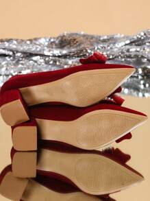 2024 New Red Bridal Shoes For Women, Low Heel Thick Heel Non-Tiring High Heel Shoes, Suitable For Summer Ceremonial And Wedding Occasions Valentines