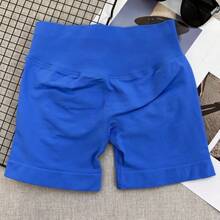 女士无缝提臀骑行短裤 - 高腰设计，适合瑜伽、跑步和夏季户外活动 - 寶藍色 - 查看 4