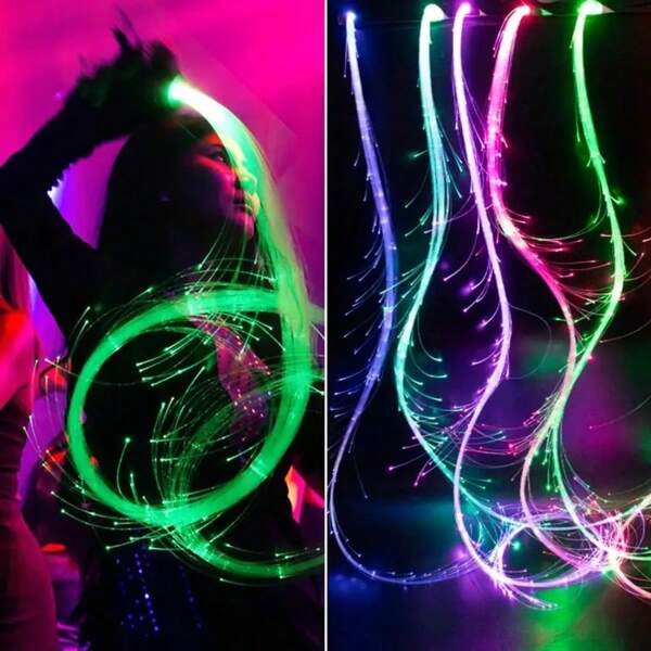 LED Fiber Optic Whip Lights, Rechargeable LED Illuminated Dancing Whips, Rotating Fiber Optic Rave Toys, Pixel Whips Suitable For Dancing, Parties, Light Shows, Music Festivals, Costume Performances And EDM Events
