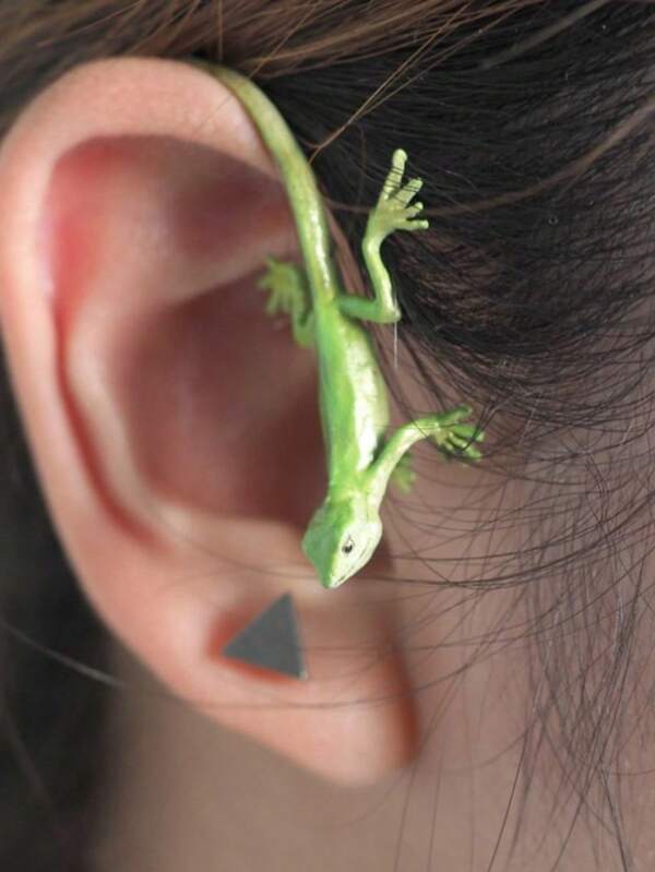 1pc,European And American Ins Exaggerated Lizard Ear Clips No Ear Hole Fashion Creative Design Gecko Ear Bone Clips Animal Ear Accessories