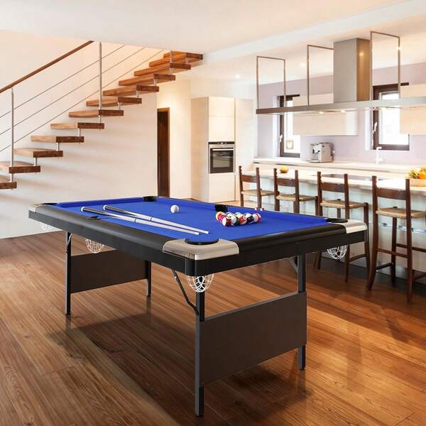 HomelyHues 6 Ft Billiards Table, Adults Folding Billiards Tables, Pool Tables For Full Size, Pool Table Set For Family Game Room, Adult Rrec Room, Basements, Man Cave Or Garage