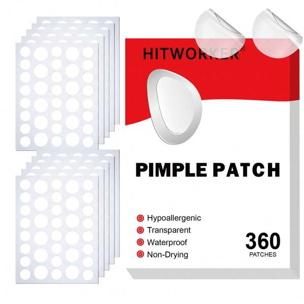 360pcs Hydrocolloid Acne Pimple Patches, Waterproof, Sweat-Resistant, Containing Salicylic Acid, Tea Tree Oil & Calendula Oil, Suitable For Face, Chin, Nose, All Skin Tones, Unisex, Skincare, Natural Concealing Effect, Salicylic Acid Essence