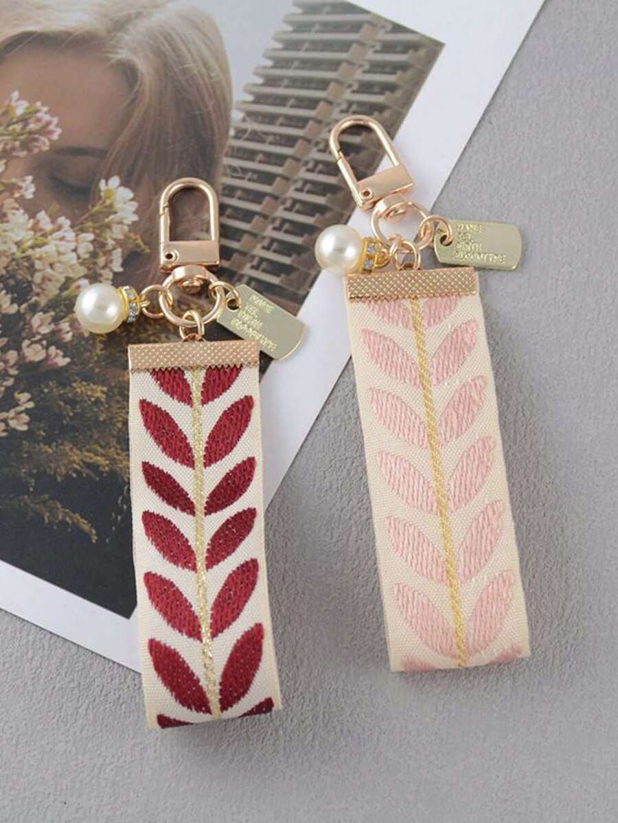 2 piezas Cordón para llaves Correa de muñeca Soporte para llavero para hombres y mujeres - Cordones de muñeca geniales para llaves y carteras | Llavero con decoración de hojas para mochila - Multicolor - Ver 1