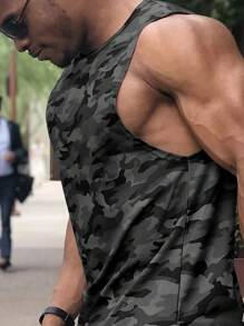 Men's Plus Size Camouflage Sleeveless Tank Top