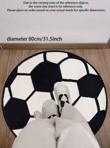 1 pieza Alfombra con forma de balón de fútbol, alfombra pequeña, alfombra redonda, alfombra de dormitorio, decoración de habitación, alfombra de sala de estar, decoración del hogar, alfombra de área, alfombra de cocina, alfombra de sala de juegos, felpudo, decoración de oficina, alfombra de baño, entrada, decoración de habitación, decoración del hogar, anti-contaminación, durable, anti-polvo - Blanco y Negro - Ver 16