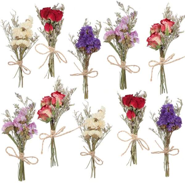 10pcs Mini Dried Flower Bouquet Set, Small Bouquet Of Everlasting Flowers, Handmade DIY Decoration, Souvenir Home Decoration
