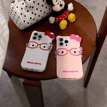 Sanrio Funda de teléfono con diseño lindo y sencillo de Hello Kitty para iPhone 16, 15, 14, 13, 12, 11, Pro Max, XR, XS MAX, 16 PLUS
