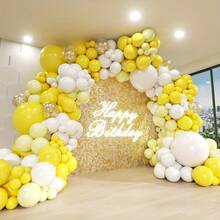 101pcs Yellow Balloon Arch Kit, Includes Light Yellow, White And Gold Balloons In Assorted Sizes For Baby Shower, Gender Reveal, Boy/Girl Birthday, Wedding, Sunflower, Honey, Bee Themed Party Decorations - Yellow - View 1