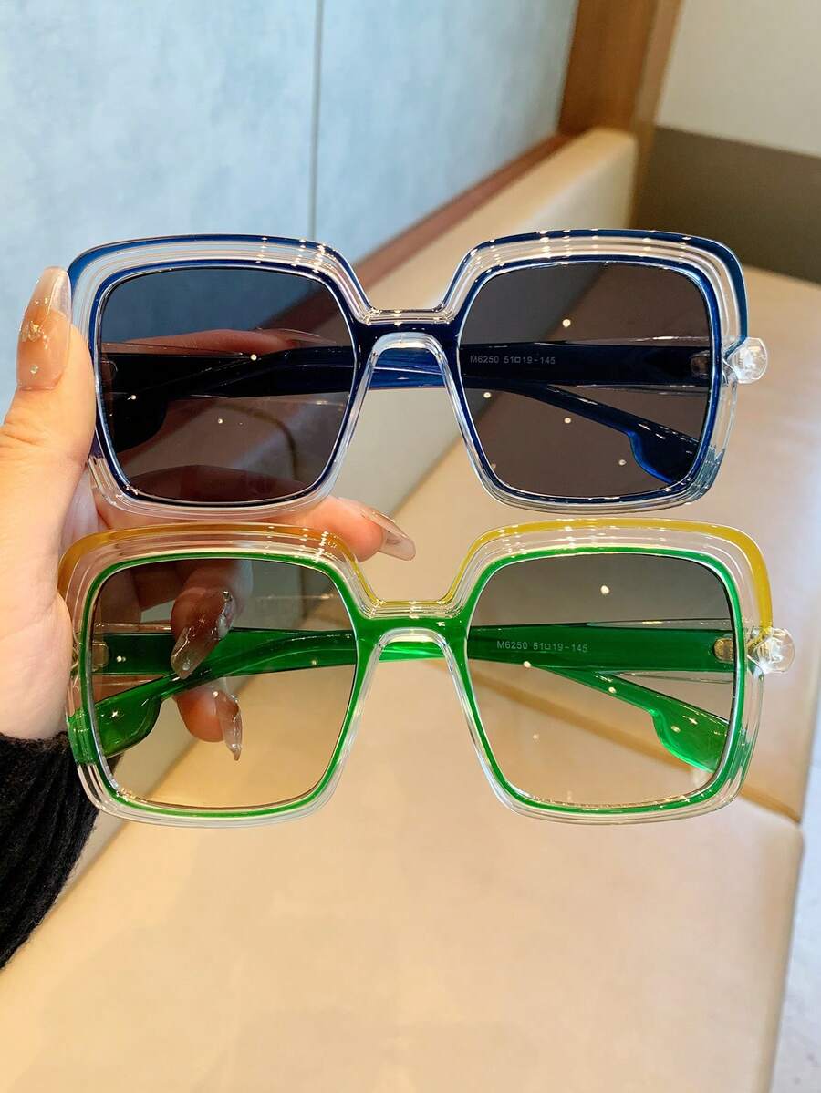 LiMiaoMiao 1 件方形时尚眼镜，用途广泛 - 彩色 - 查看 1