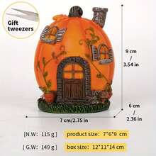 1 pezzo Bruciatore di incenso a forma di casa di funghi carino, bruciatore di incenso a forma di zucca, adatto per decorazione domestica e d'ufficio e per bruciare bastoncini di incenso, statuina in resina, decorazione domestica perfetta, Ognissanti, adatto per aromaterapia, decorazione per feste di Ognissanti