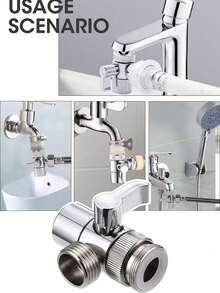 1/4pcs Shower Head Diverter Valve, 3-Way Zinc Alloy Shower Arm Diverter Valve, Faucet Adapter For Toilet, Bidet, Shower Accessories - Silver - View 2