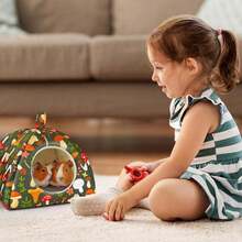 Guinea Pig Hideout House, Soft Pads, Washable, Non-Slip Bottom Rabbit & Hamster Hideout, Ferret Accessories - Green - View 10