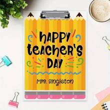 1 Peça Prancheta Acrílica Personalizada Customizada, Presente do Dia do Professor Volta às Aulas, Armazenamento de Arquivos Colorido, Design de Padrão Cartoon Colorido e Divertido, Artigos de Papelaria Interessantes para Sala de Aula, Adequado para Presente do Dia do Professor