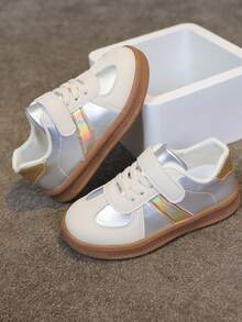 1 Pair Spring/Autumn Campus New Style Baby Sports Shoes, Fashion Versatile White Sole Patchwork Sneakers For Toddler Boys & Girls - Gold - View 4