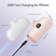 Tương thích với I-Phone14/13/12/11, Bộ sạc di động Tương thích với iPhone, Pin dự phòng mini 5000mAh Sạc nhanh, Bộ pin nhỏ gọn có màn hình LED Tương thích với I-Phone 14/14 Pro Max/13/13 Pro Max/12/12 Pro/11/X/8/7 Thích hợp cho kỳ nghỉ hè Du lịch ngoài trời/Cắm trại và Nguồn điện dự phòng khẩn cấp Quà tặng cho gia đình, bạn bè, Màn hình hiển thị nguồn điện sinh nhật - trắng - Xem 4