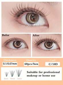 10 Boxes Natural C-Curl Fake Eyelashes 10-13mm Lash Clusters, Eyelash Extensions For DIY Eye Makeup, Nesura Natural Look Individual Set, Reusable 0.10mm Segmented Lashes, Handmade, Suitable For Daily Wear And Special Events - C - View 4