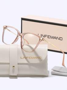 LINFEMAND LINFEMAND Elegant Cat Eye Ochelari decorativi fără prescripție medicală, accesoriu luxos cu ramă moale, cadou de sărbători pentru femei