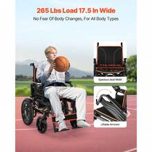 Electric Wheelchair For Adults, 265lbs Capacity, Foldable & Lightweight Motorized Wheelchair, 13-Mile Long Travel Range, All-Terrain Powered Chair, Portable For Seniors & Disabled - US B Type Plug(110-127V) - View 6