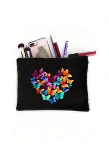 Mochila escolar grande con estampado de mariposa para adolescentes, mochila escolar de moda en negro, mochila escolar para estudiantes. Cartera larga con monedero clásico de gran capacidad con cremallera (color y estilo aleatorios). Bolsas y estuches para portátil de vuelta al cole. - Negro - Ver 11